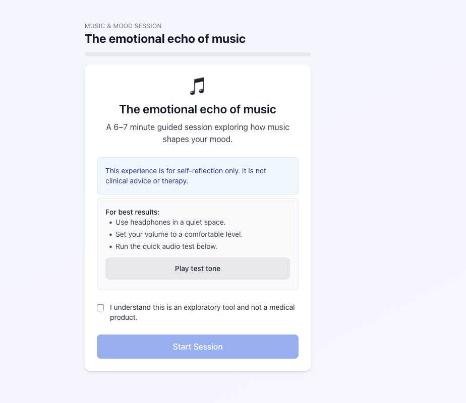 Guided web application for exploring music and emotional regulation